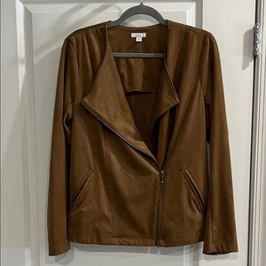 J. Jill Brown suede Faux Leather Jacket with Zipper